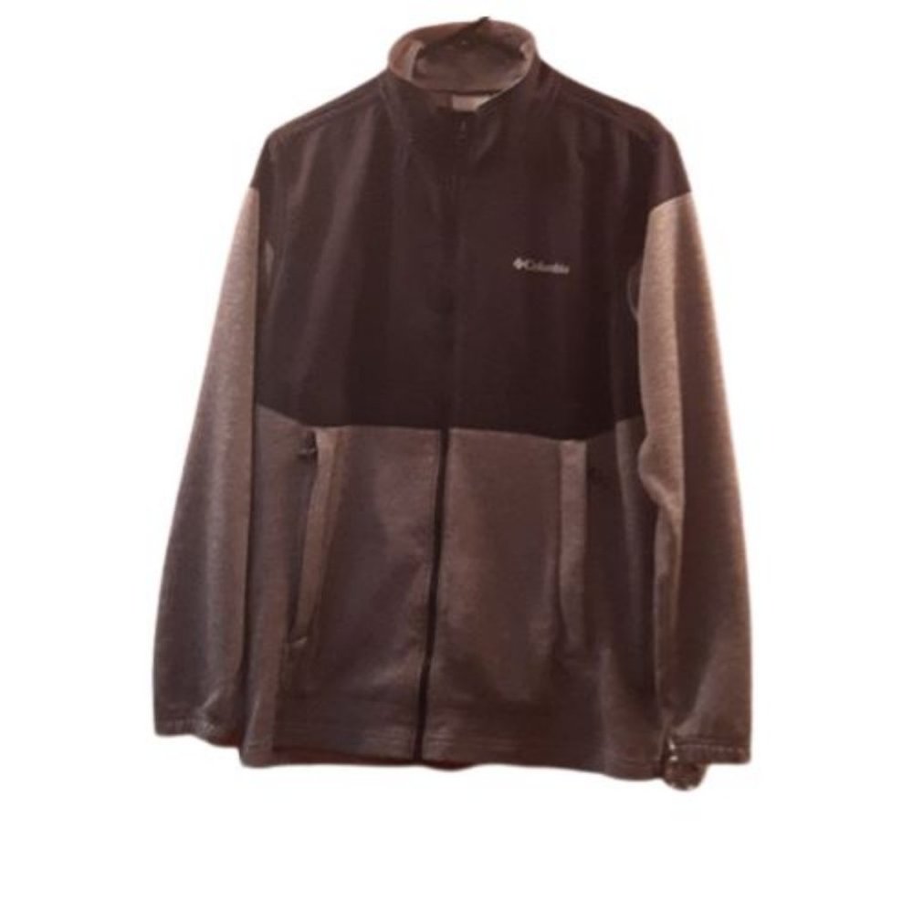 Columbia Sweatshirt Front Zip Jacket Gray Black Size M